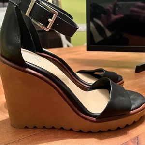 Vince Camuto Black Wedge Sandals